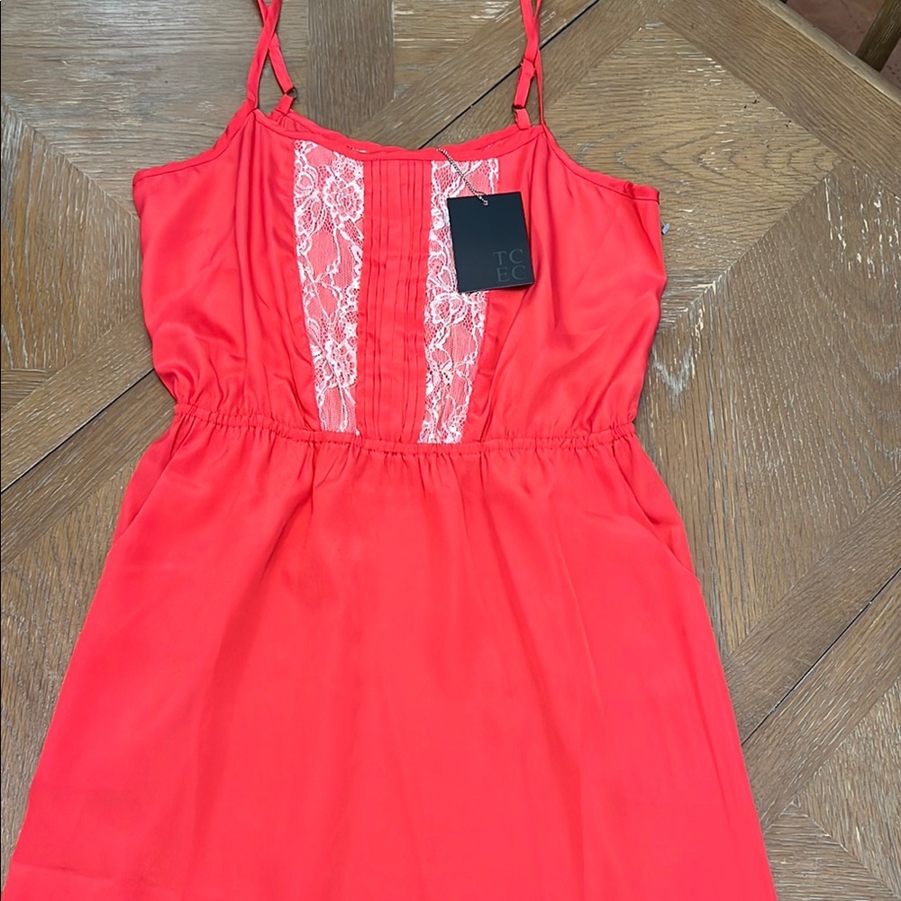TCEC orange/red Lace dress boho with Adjustable Straps